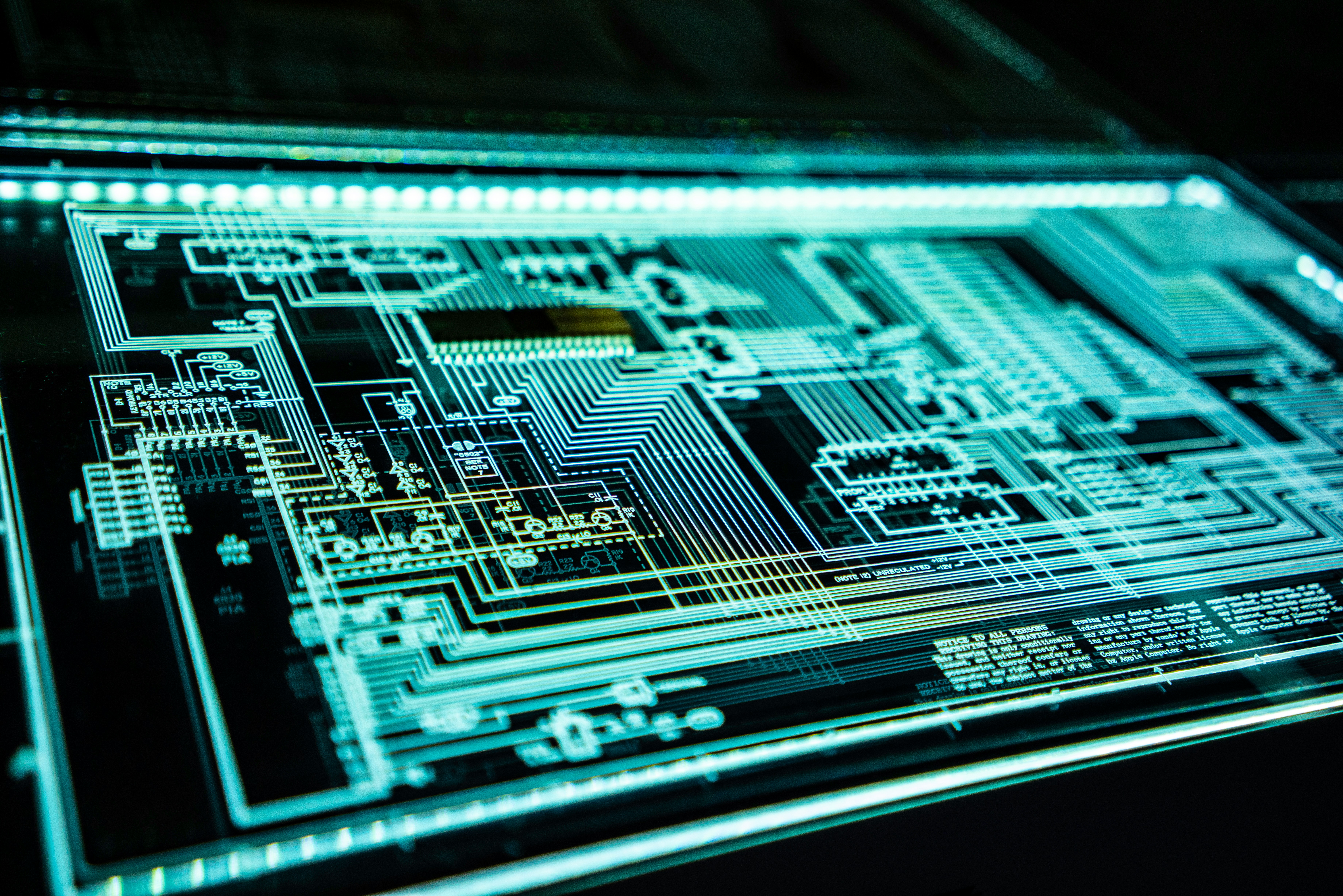 Close-up of precision electronic hardware representing Rocoto's wireless chipset engineering